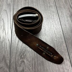 Diesel Brown Leather Belt 95/38 Made in Italy Distressed Studded Logo